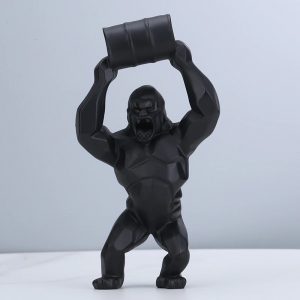 Statue-Gorille-Tonneau-Noir